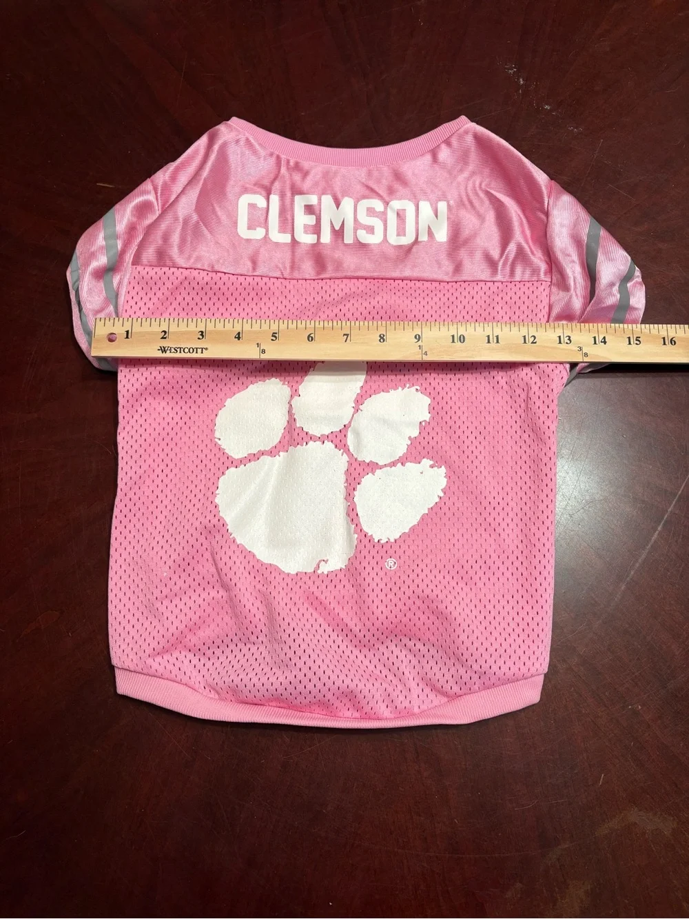 Pink Mesh Dog Clemson Jersey with Paw Logo